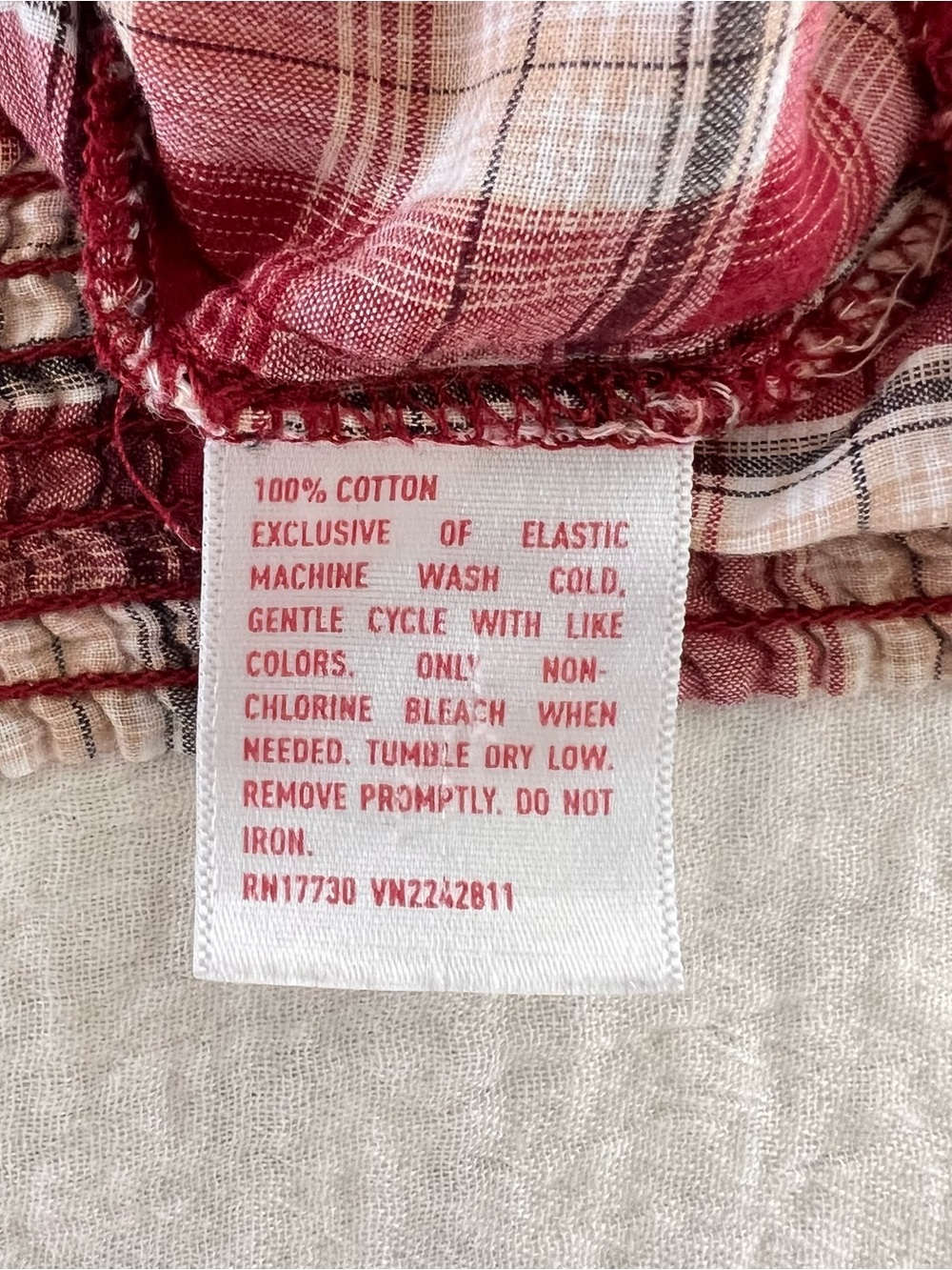 Mossimo Women’s Small Red White Plaid Short-Sleeve 3/4 Button Neck Cotton Top - Picture 3 of 6